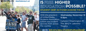 Advertisement for "Is Free Higher Education Possible" event