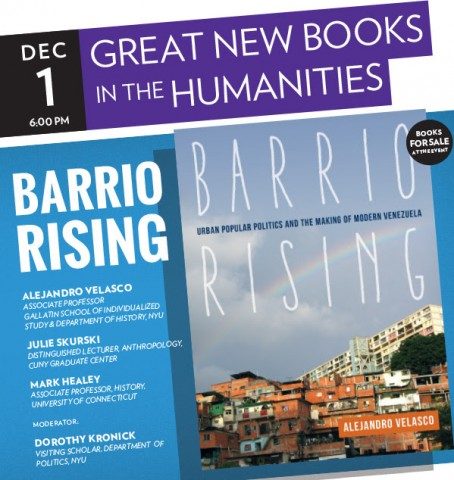 Advertisement for event with "Barrio Rising" book cover