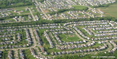 Aerial view of a subdivision
