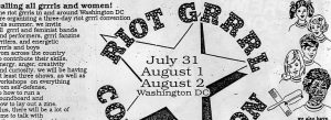 Advertisement for 1992 Riot Grrrl Convention