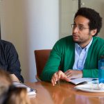Gallatin Masters student Luis Aguasviva asks discusses colonialism and housing policy with Peter Moskowitz