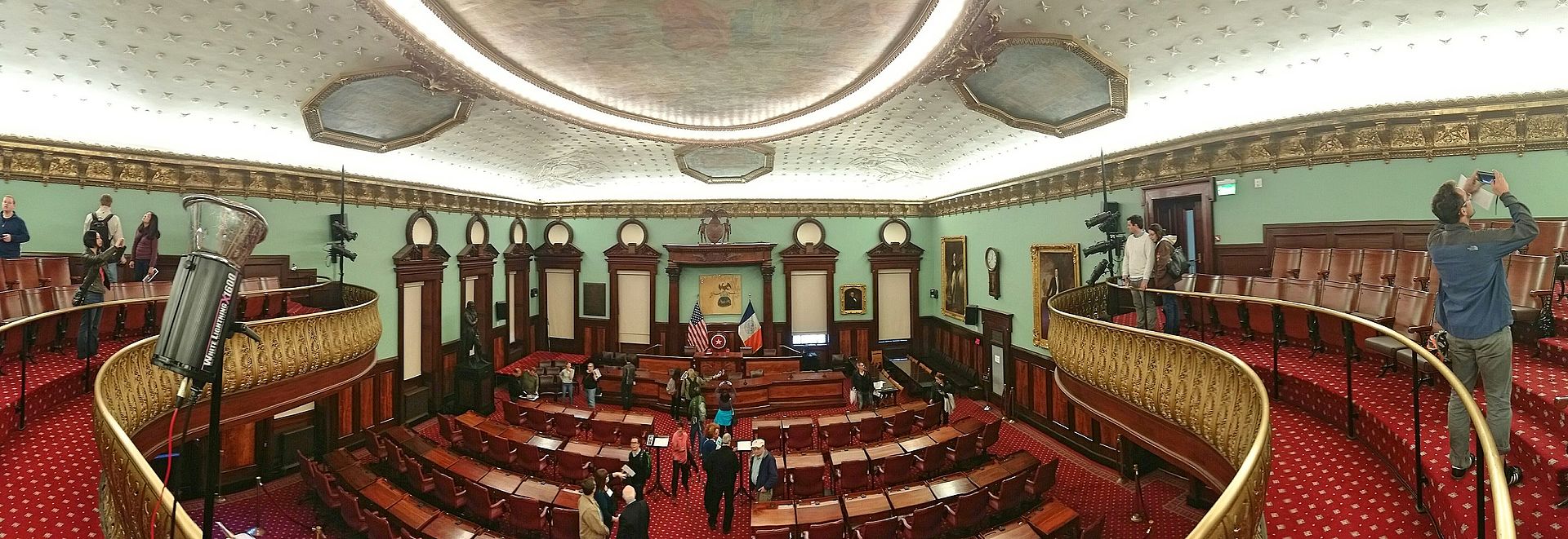 New York City City Hall, a panorama of The City Council Chamber, viewed from the Observation mezzanine
